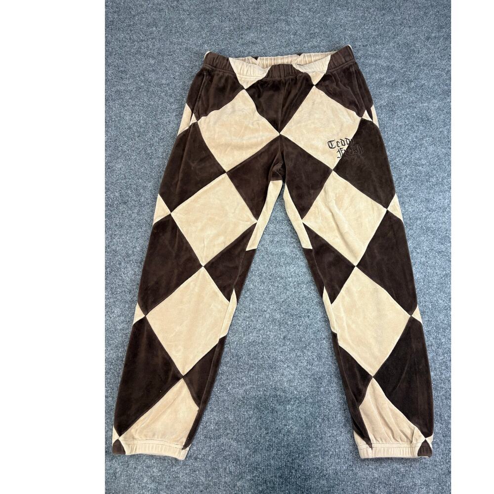 Teddy Fresh Harlequin Argyle Jogger Sweatpants Size Small Streetwear
